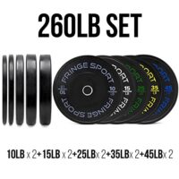 260 Lb Bumper Plates Set made with Virgin Rubber