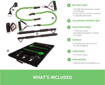 BodyBoss 2.0 - Full Portable Home Gym Workout Package + Resistance Bands - Collapsible Resistance Bar, Handles - Full Body Workouts for Home, Travel or Outside