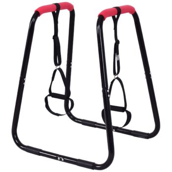 Goplus Heavy Duty Dip Station Dip Bar Fitness Strength Power Training Stand W/ Slings Loops