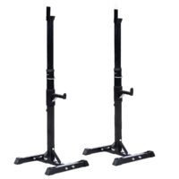 Goplus Pair of Adjustable Standard Squat Stands 42"- 67" Rack Solid Steel Portable Barbell Dumbbell Power Rack Free Bench Press Stands Home Gym