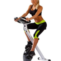Marcy Foldable Upright Exercise Bike | NS-652 Stationary Compact White Bicycle