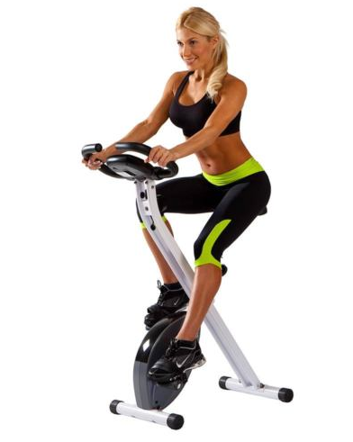 Marcy Foldable Upright Exercise Bike - Magnetic Resistance, 8 Levels, LCD Display, Adjustable Seat