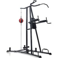 Merax Boxing Power Tower Combo Home Fitness Workout Station, Folding Parallel Bars, Boxing Bag Hook Included