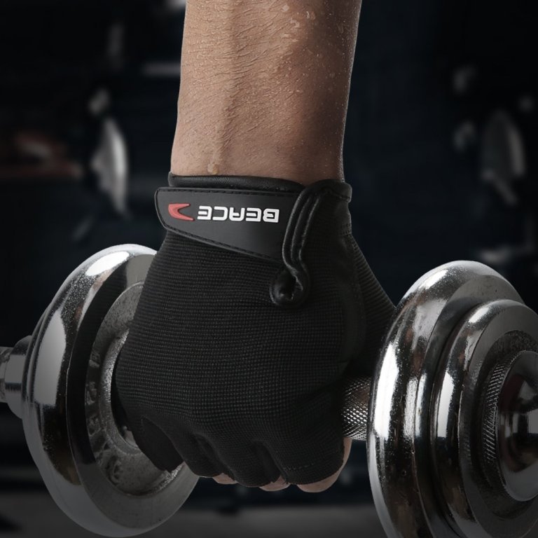 Weight Lifting Gym Gloves with Anti-Slip Leather Palm