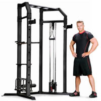 Marcy Olympic Multi-purpose Strength Training Cage with Pull Up Bars / Adjustable Bar Catchers and Pulley SM-3551