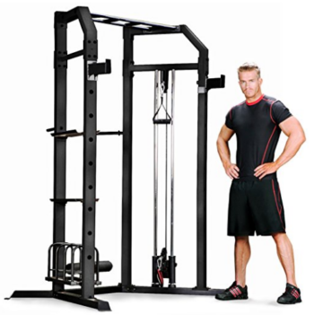 Marcy Olympic Multi-purpose Strength Training Cage with Pull Up Bars / Adjustable Bar Catchers and Pulley SM-3551