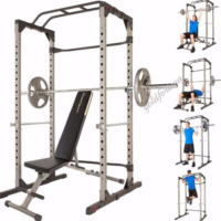 Power Cage with Bench 2 Sets Safety Bars Super Power Rack 800lbs Weight Capacity