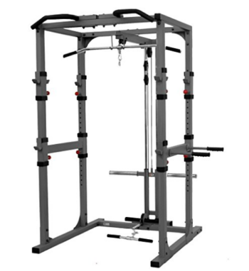 XMark Fitness Heavy Duty 11-Gauge 2" X 3" and 2" X 2" Steel Mainframe Multi-Functional Power Cage With Lat Pulldown and Low Row Attachment Accommodates Standard and Olympic Plate Weights