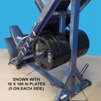 4-Way Hip Sled to use as Leg Press, HACK Squat, Forward Thrust, Calf Raise to give a Full Lower Body Workout Unit has DLX. Pads, Wide Adj. Deck Plates, 8 Wheels for Flawless Movement