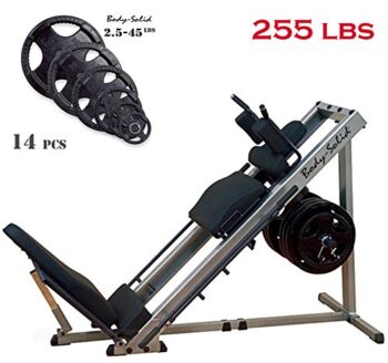 Body-Solid Leg Press and Hack Squat Machine (GLPH1100) with Rubber Grip Olympic Plates