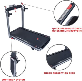 Sunny Health & Fitness ASUNA SpaceFlex Electric Running Treadmill with Auto Incline