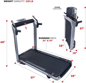 Sunny Health & Fitness ASUNA SpaceFlex Electric Running Treadmill with Auto Incline