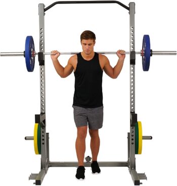 Sunny Health & Fitness Power and Squat Rack with High Weight Capacity, Olympic Weight Plate Storage and 360° Swivel Landmine and Power Band Attachment - Image 2