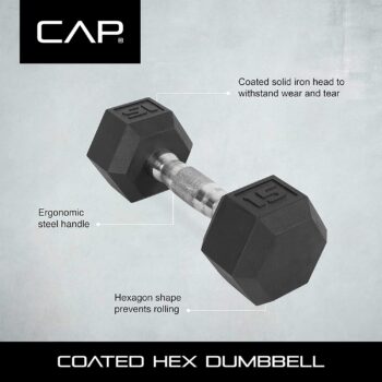 Cap Coated Dumbbell Weight, Single, Various Sizes