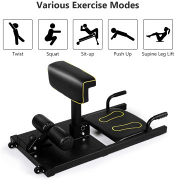 GYMAX Sissy Squat Machine, 8-in-1 Workout Machine with Adjustable Height & Protective Foam, Multiple Position Training Machine for Sissy Squat, Push-up, Sit-up, Rope Exercise, Home Gym