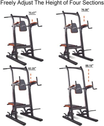 HARISON Multifunction Power Tower Pull Up Dip Station with Bench Adjustable Height for Home Gym Strength Training Fitness Equipment , Dip Stands, Pull Up Bars, Push Up Bars, VKR