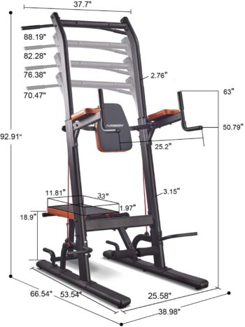 HARISON Multifunction Power Tower Pull Up Dip Station with Bench Adjustable Height for Home Gym Strength Training Fitness Equipment , Dip Stands, Pull Up Bars, Push Up Bars, VKR