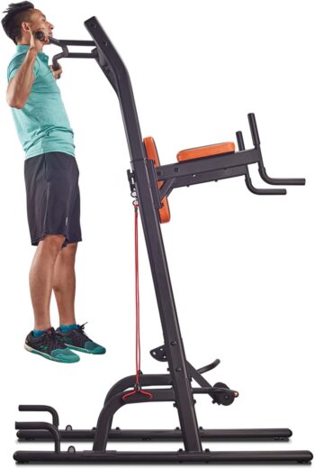 HARISON Multifunction Power Tower Pull Up Dip Station with Bench Adjustable Height for Home Gym Strength Training Fitness Equipment , Dip Stands, Pull Up Bars, Push Up Bars, VKR