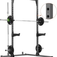 Kicode Power Squat Rack, Heavy Duty Squat Stand Weight Lifting Workout Station, Adjustable Exercise Power Cage with Pull Up Bar for Home Gym