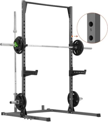 Kicode Power Squat Rack, Heavy Duty Squat Stand Weight Lifting Workout Station, Adjustable Exercise Power Cage with Pull Up Bar for Home Gym