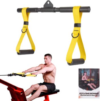 Clevefit Cable Machine Attachments Rowing Handle Detachable | Multiple Options: Rotating Straight Bar, Tricep Rope, Exercise Handles