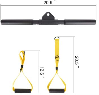 Clevefit Cable Machine Attachments Rowing Handle Detachable | Multiple Options: Rotating Straight Bar, Tricep Rope, Exercise Handles