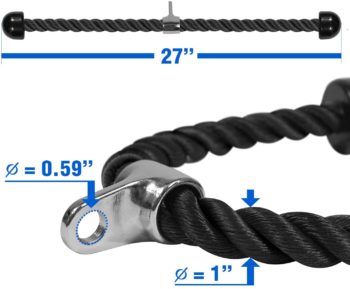 Yes4All Deluxe Tricep Rope Pull Down - 27 and 36-inch Rope Length, Easy to Grip and Non Slip Ultimate Cable Attachments with LAT Cable Pulley System and Weight Loading Pin