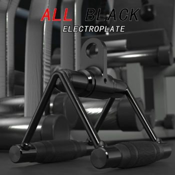 allbingo Pro Black Steel Cable Attachment Handles,Ultra Heavy Duty Cable Machine Accessories with Rubber Grips for Tricep Rowing LAT Pulldown Press Down T Bar Home Gym
