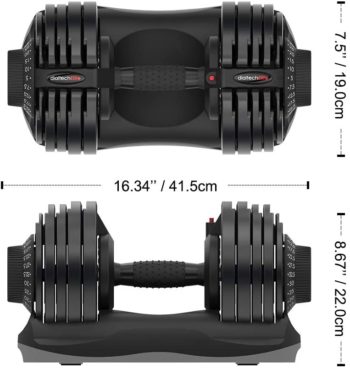 ATIVAFIT Adjustable Dumbbell Fitness Dial Dumbbell with Handle and Weight Plate for Home Gym Note: Single (71.5 lbs)
