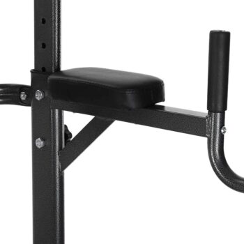 Amikadom Power Tower with Bench Pull Up Bar Dip Station Sit up Bench Height Adjustable Pull Up Tower for Home Gym Strength Training Exercise Workout Equipment, Support Up to 330LBS