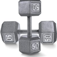 CAP Barbell Cast Iron Solid Hexagon Gray Dumbbells, Strength Training Free Weights Set of 2 for Women and Men, Hand Weights Sold by Pairs, from 1 to 120 LBS, Multi-Select Weight Size Options Available
