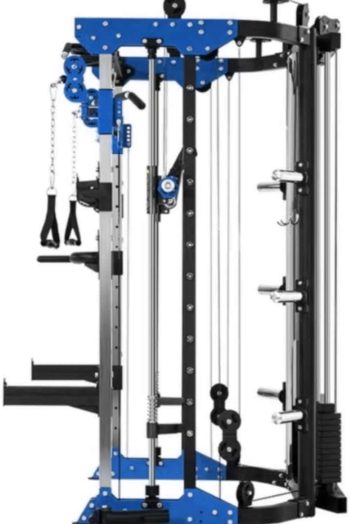 Commercial Home Gym - Smith Machine, Cables with Built in 160 kg Weights (Deluxe Blue)
