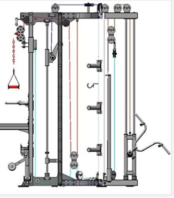 Commercial Home Gym - Smith Machine, Cables with Built in 160 kg Weights (Deluxe Blue)