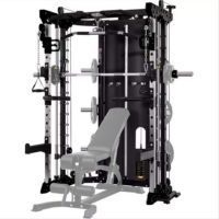 Commercial Home Gym - Smith Machine, Cables with Built in 160 kg Weights (Regular Black)