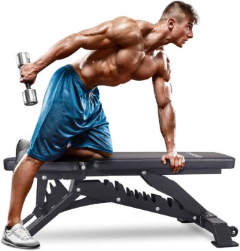 DERACY Deluxe Adjustable Weight Bench for Full Body Workout, Weight Capacity 1100 lbs, Incline and Flat Weight Bench for Indoor Workout, Home Gym