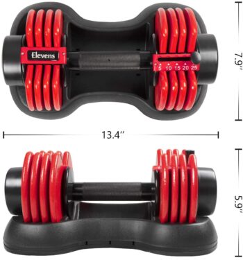 Elevens 25Ibs Adjustable Dumbbell Series with Handle and Weight Plate for Gym Home (Single)