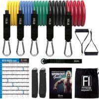 Fitness Insanity Resistance Bands Set - 5-Piece Exercise Bands - Portable Home Gym Accessories - Stackable Up to 150 lbs - Perfect Muscle Builder for Weights, Dumbbells, Arms, Leg, Chest, Back, Glutes
