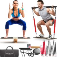 FlexFixx Portable Home Gym Workout Kit - Fitness Balance Board & Full Body Workout Resistance Band Set Strength Training Equipment - Compact Gym Equipment for Home Travel & Outdoor Fitness