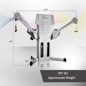 FreeMotion Dual Cable EXT Crossover with Weight Stacks, Rotating Arms, Ankle Cuffs, and Swivel Pulleys