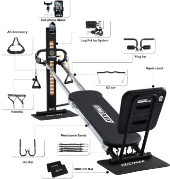 GR8FLEX High Performance Gym - Carbon Fiber Black XL Model with Total Over 100 Workout Exercises