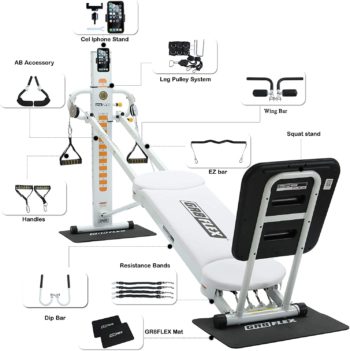 GR8FLEX High Performance Gym - Pearl White XL Model with Total Over 100 Workout Exercises