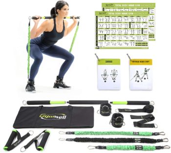 Gymwell Portable Home Gym with 3 Sets of Resistance Bands, Total Body Workout Equipment for Home, Office or Outdoor