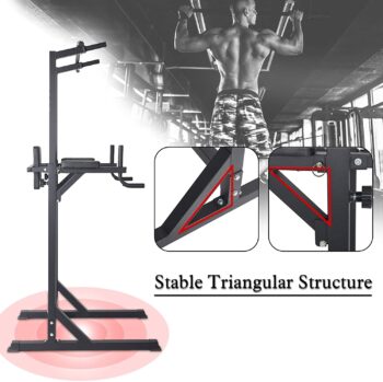 KARMAS PRODUCT Power Tower Adjustable Height Standing Pull Up Bar Dip Station for Home Gym