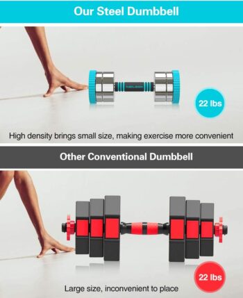 KOOLSEN Adjustable Dumbbells Weight Set, 44 lbs Adjustable Dumbbell Pair for Men and Women with Anti-Slip Handle, All-Purpose, Home, Gym, Office Workout Fitness. (22lbs x 2)