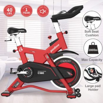 L NOW Indoor Cycling Bike Exercise Bike Stationary Commercial Standard with 40lb Flywheel, Ipad Mount, Soft Cushion, LCD Display, Belt Drive Smooth and Quiet