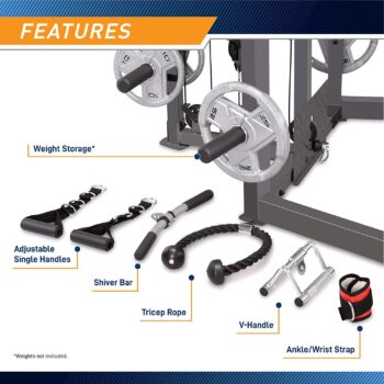 Marcy Smith Cage Machine with Workout Bench and Weight Bar Home Gym Equipment