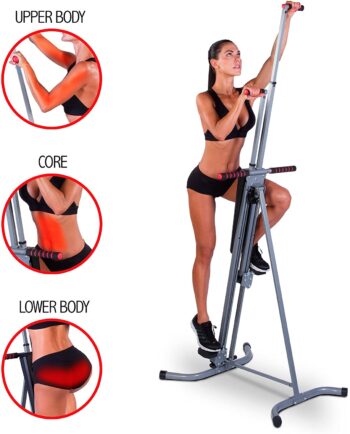 Maxi Climber The Original Patented Vertical Climber, As Seen On TV - Full Body Workout with Bonus Fitness App for iOS and Android, Black & Silver