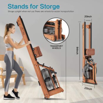 Mr Captain Rowing Machine for Home Use,Water Resistance Wood Rower with Bluetooth Monitor,Indoor Fitness Exercise Sports Equipment
