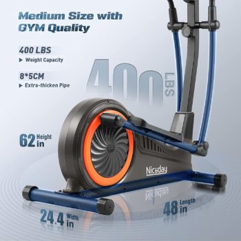 NICEDAY Elliptical Machine, Cross Trainer with Hyper-Quiet Magnetic Driving System, 16 Resistance Levels, 400LB Weight Limit