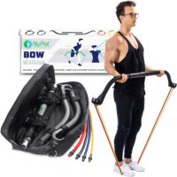 NYPOT Bow Portable Resistance Bands - Home Gym Workout Kit - Travel Workout Equipment Set - 4 Resistance Bands - Full Body Training Kit - Weightlifting & Exercise Kit for Men & Women
